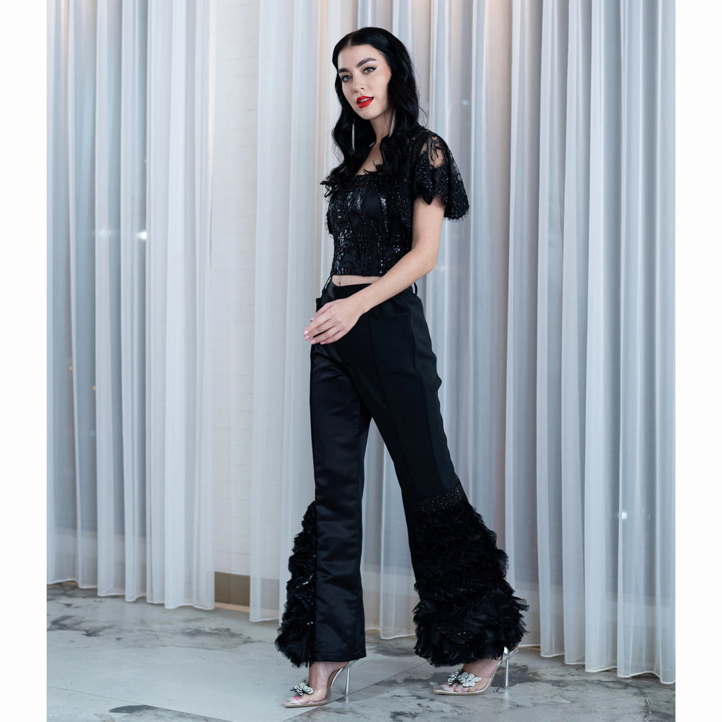 Signature Black Lydia Pant with brocade (7313500930071)