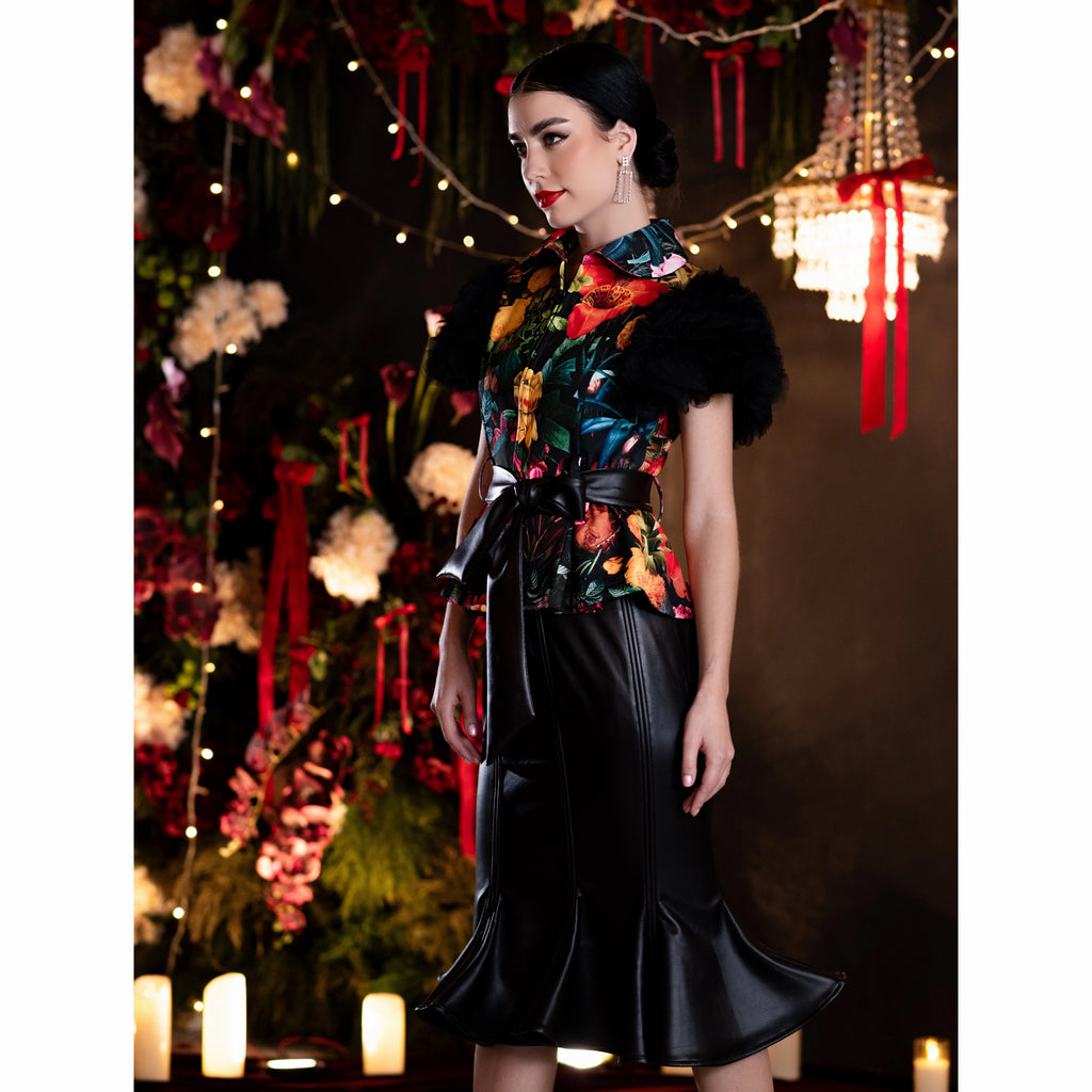 Signature Black leather skirt (7389313892375)