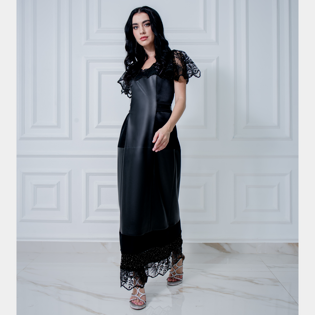 Signature Black Jennifer lace long dress (7392371376151)