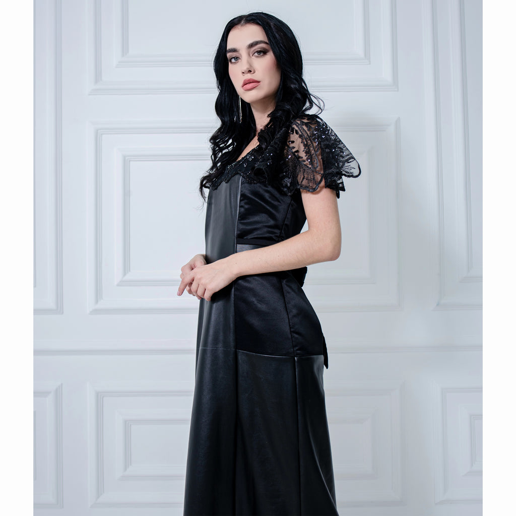 Signature Black Jennifer lace long dress (7392371376151)