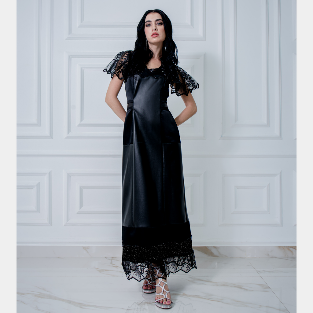 Signature Black Jennifer lace long dress (7392371376151)