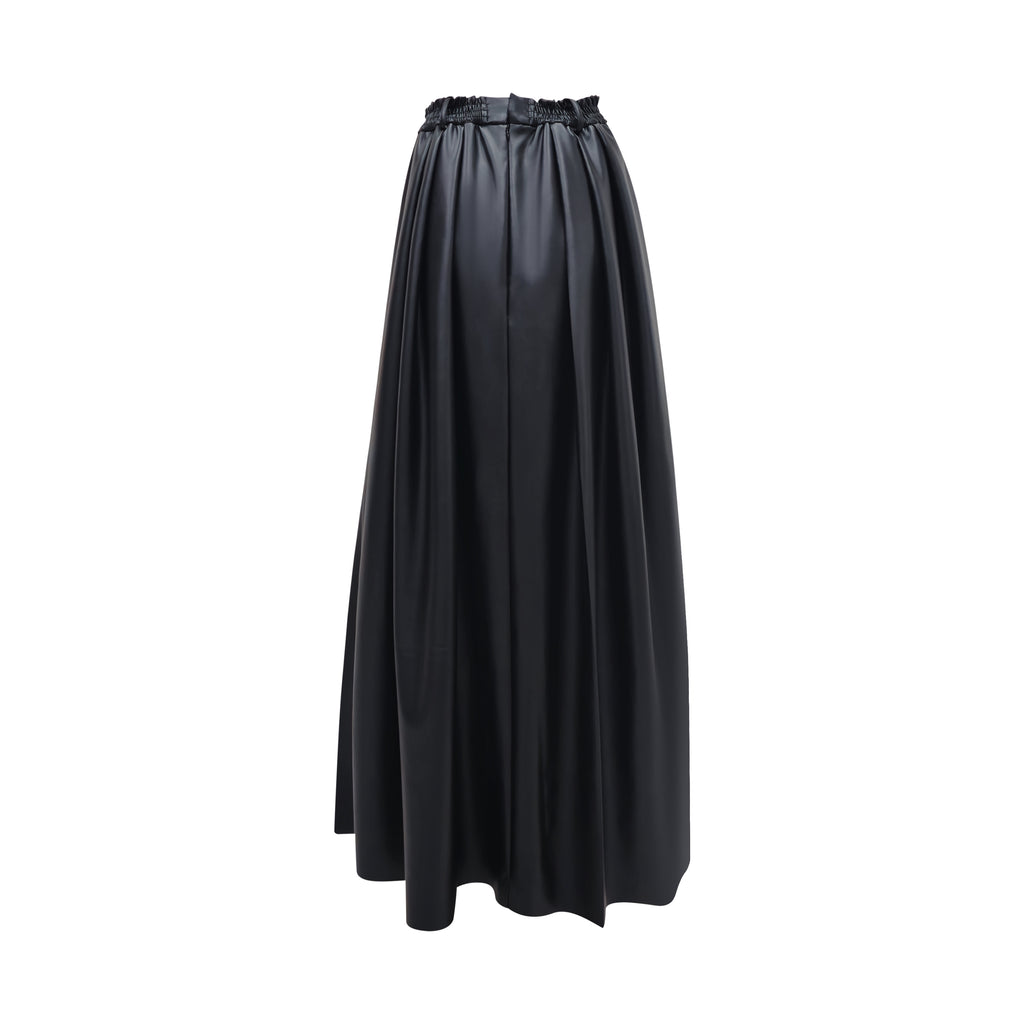 Signature Black fancy ball long skirt in Vegan Leather (7389309829143)