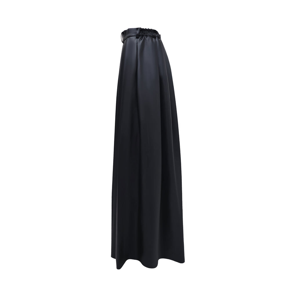 Signature Black fancy ball long skirt in Vegan Leather (7389309829143)