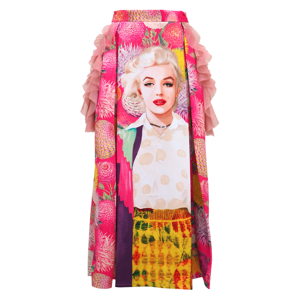 Marilyn Flower Passion Kahlo Fancy Long Ball Skirt (6861043892247)