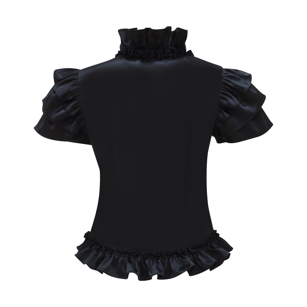 Destiny Ruffle Black Top (6889621061655)