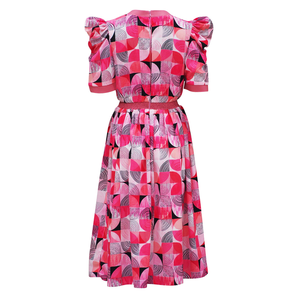 Central Abstract Pink Tiffany medium pink dress (7118316666903)