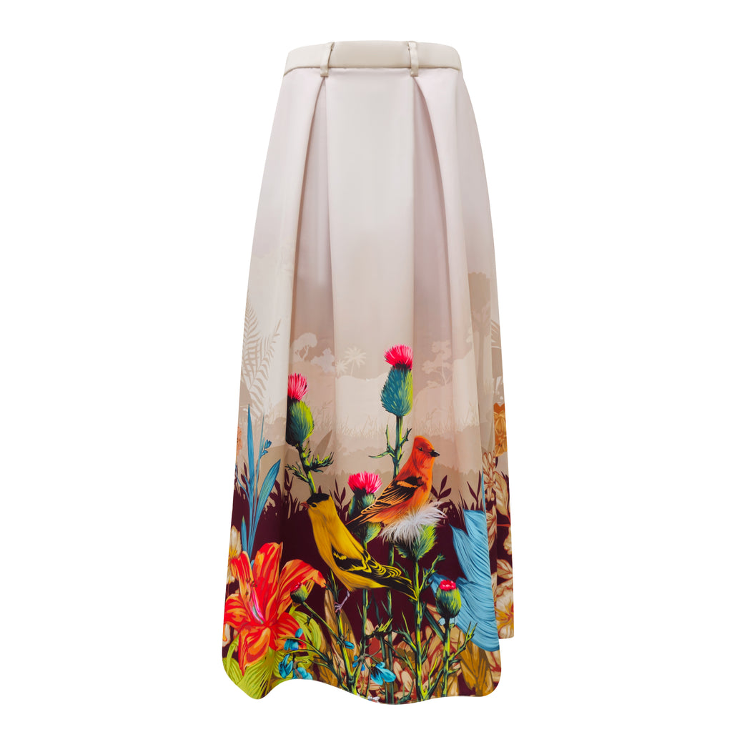 Central Park Beige light kahlo fancy long ball skirt (7048770191383)