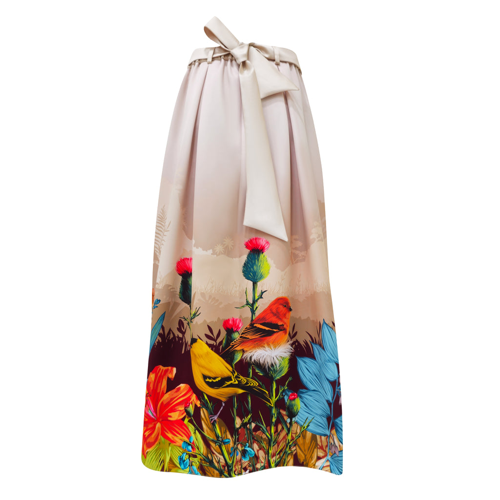 Central Park Beige light kahlo fancy long ball skirt (7048770191383)