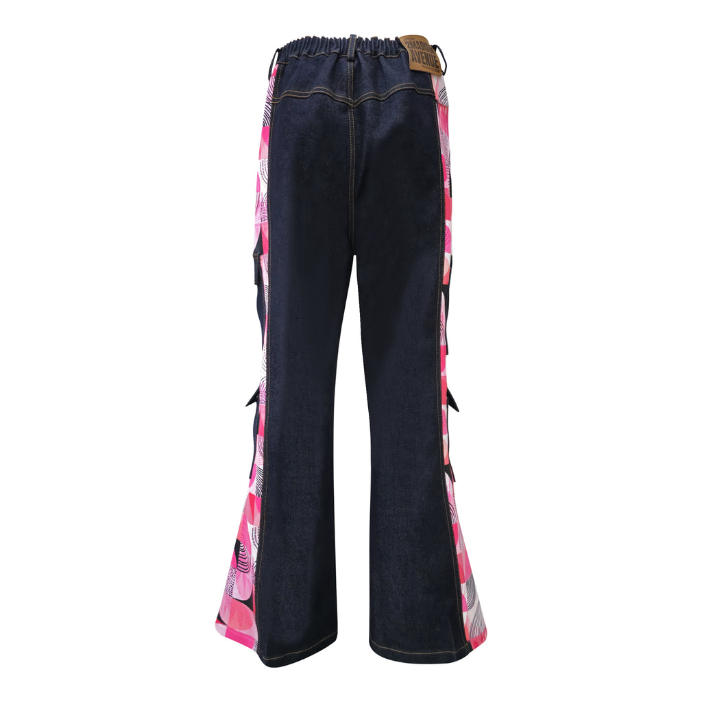Central Abstract Pink Cargo denim pant (7154683412503)