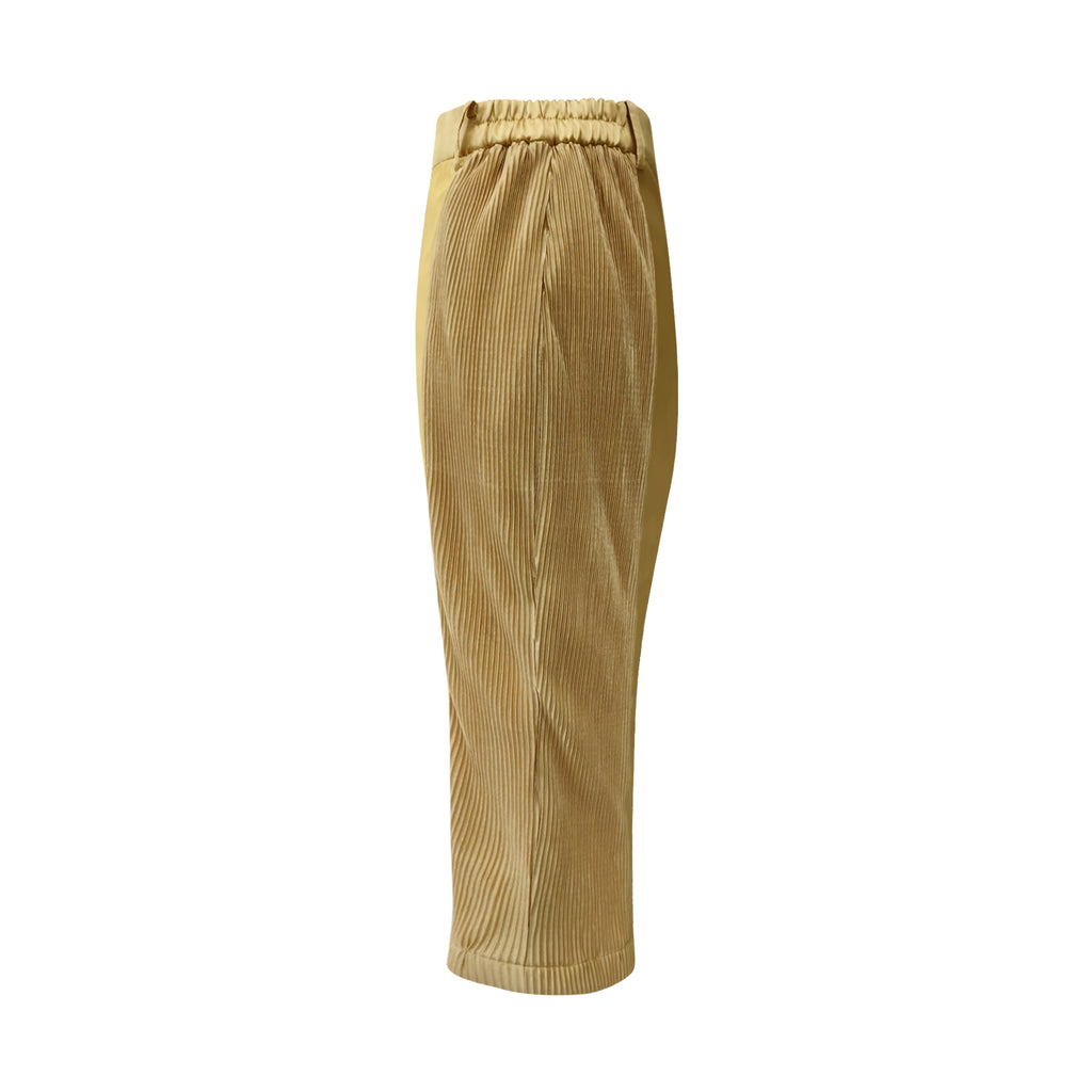 Central Gold plisket saten skirt (7275865276439)