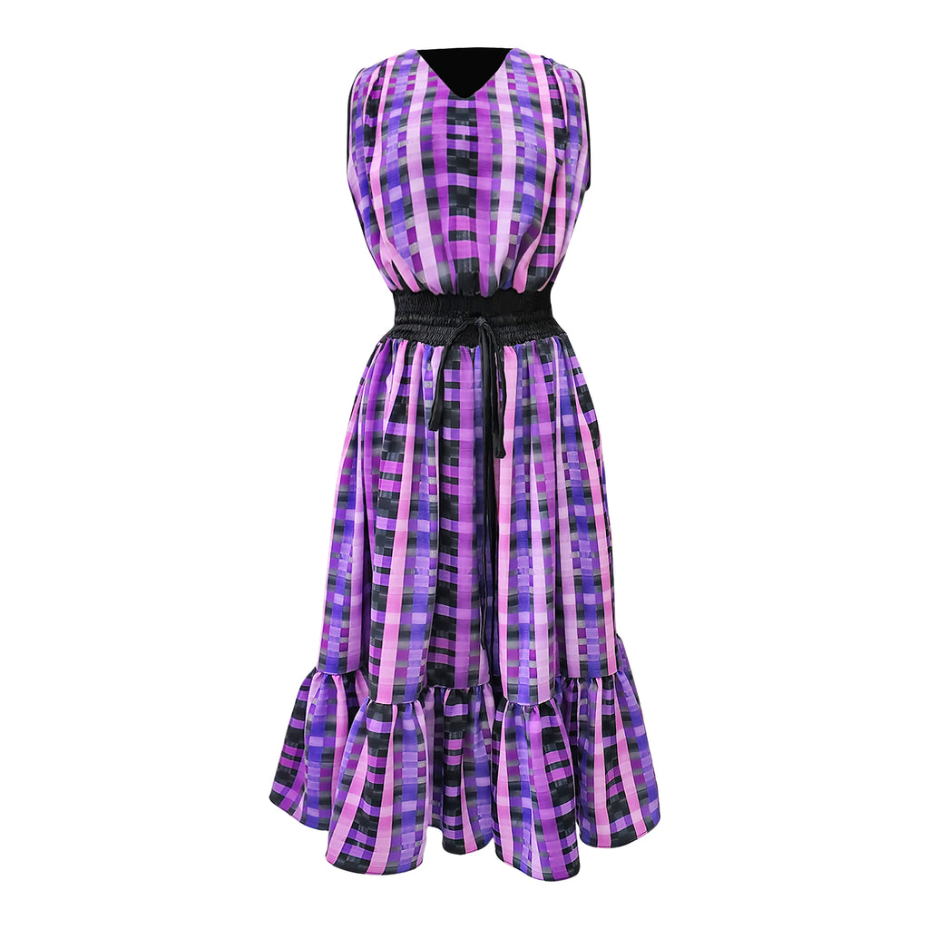 Becoming Gingham Black Purple new summer medium dress (7275750981655)