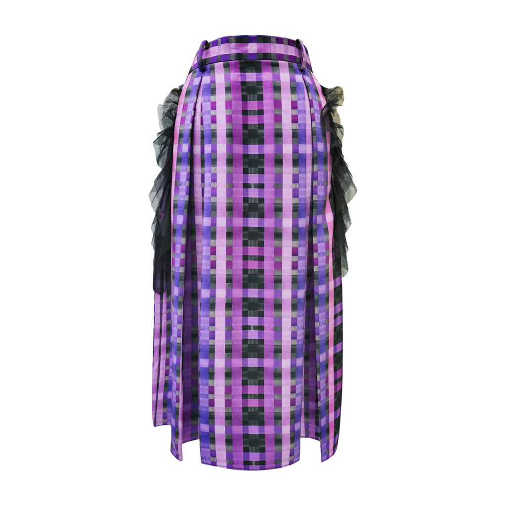 Becoming Gingham Black Purple kahlo fancy medium ball skirt (7275750326295)