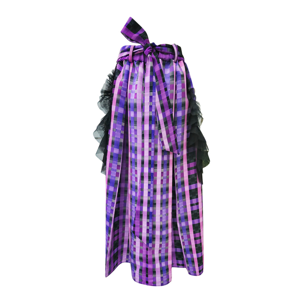 Becoming Gingham Black Purple kahlo fancy medium ball skirt (7275750326295)