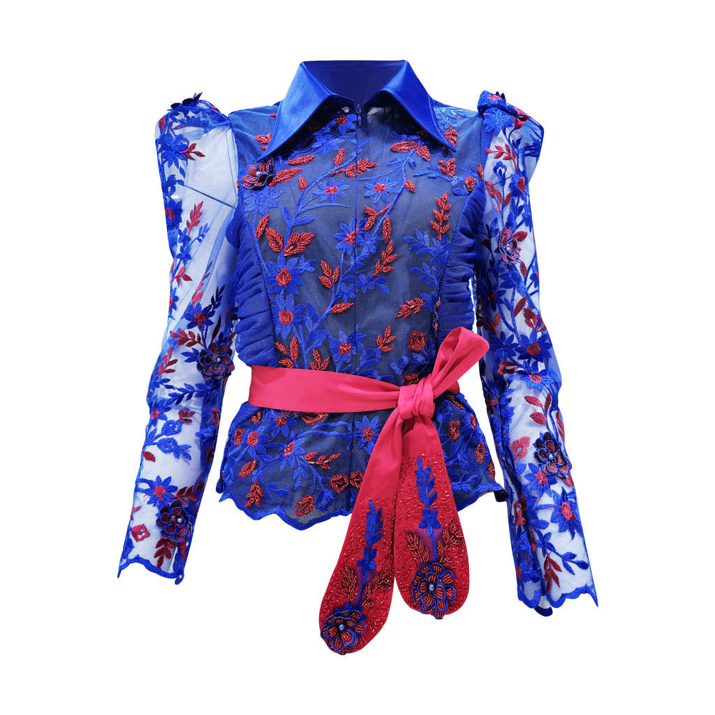 The Canvas miranda brocade blue top (7316827045911)