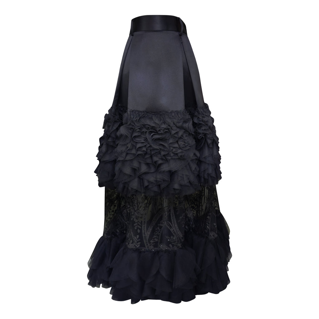 Jennifer Long ball Black tulle skirt with lace (7234160361495)