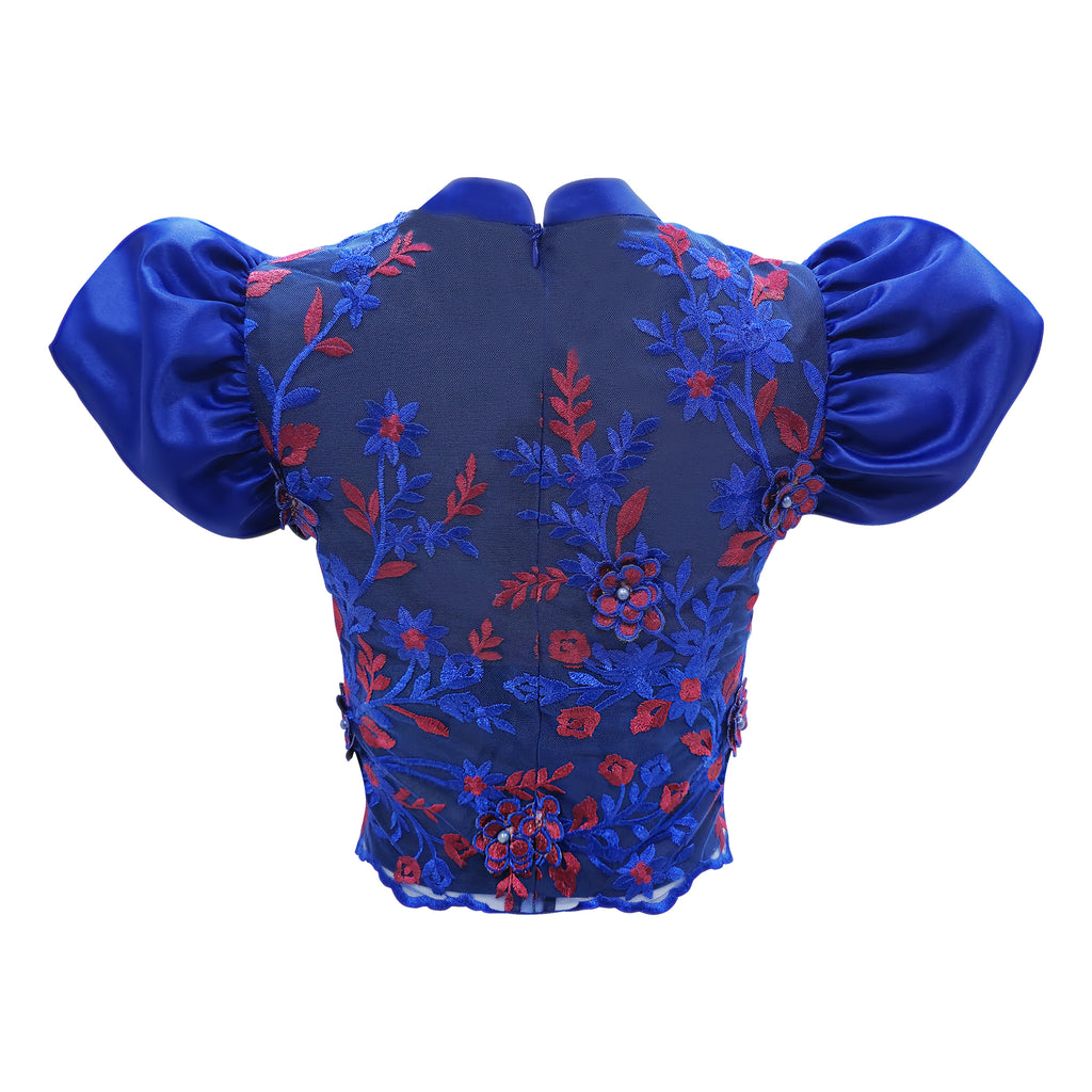 The Canvas eastside brocade blue top (7316826783767)