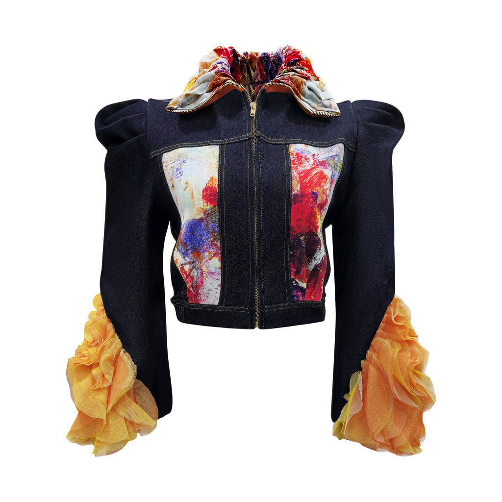 The Canvas signature denim jacket with tulle (7316823801879)