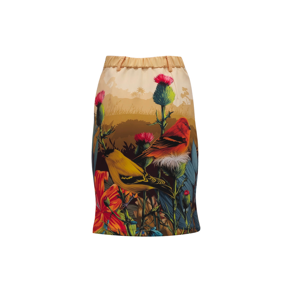 Central Park Beige Gold mini pencil skirt (7408937369623)