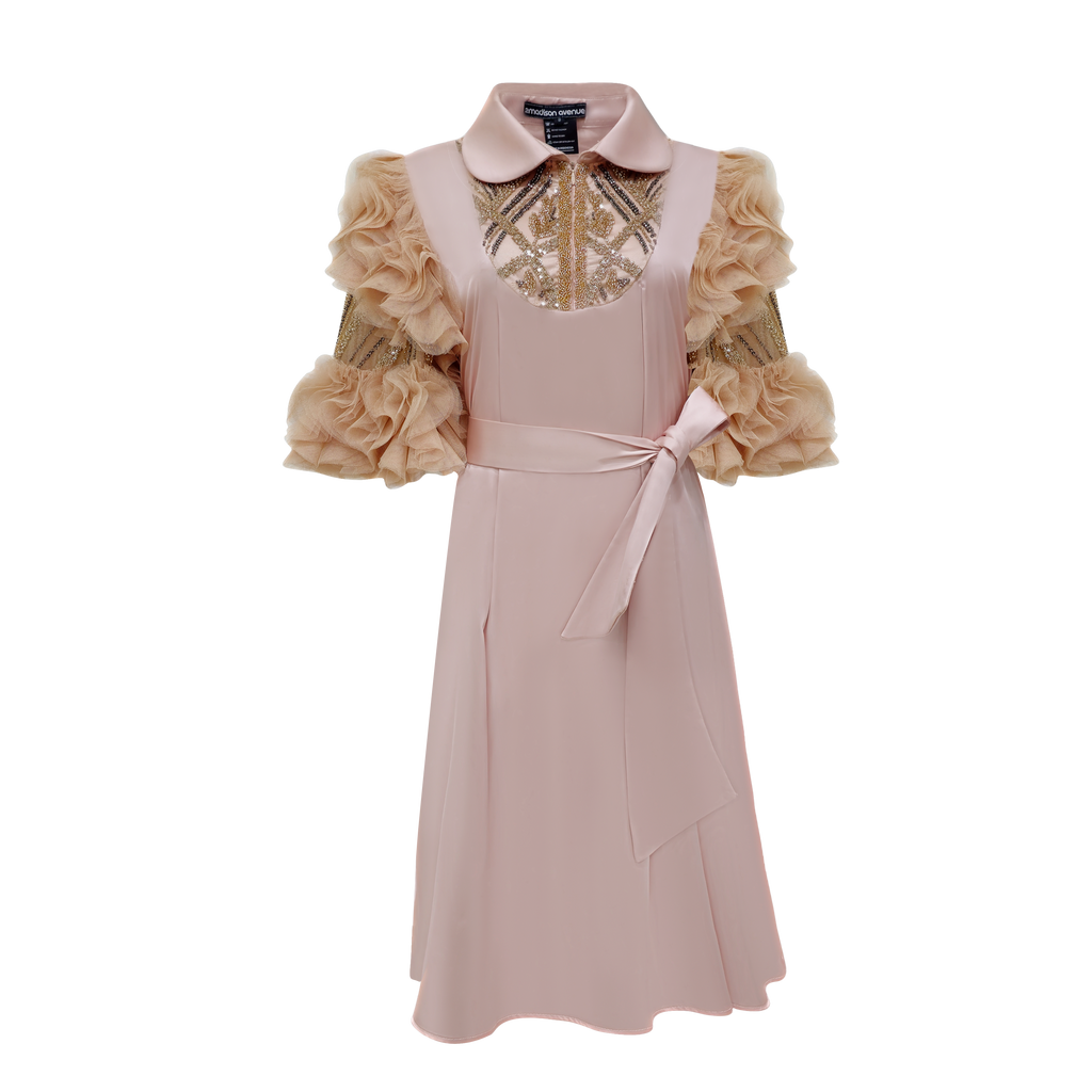 Mi Vida Beige Ameera medium dress with sequin (7483146043415)