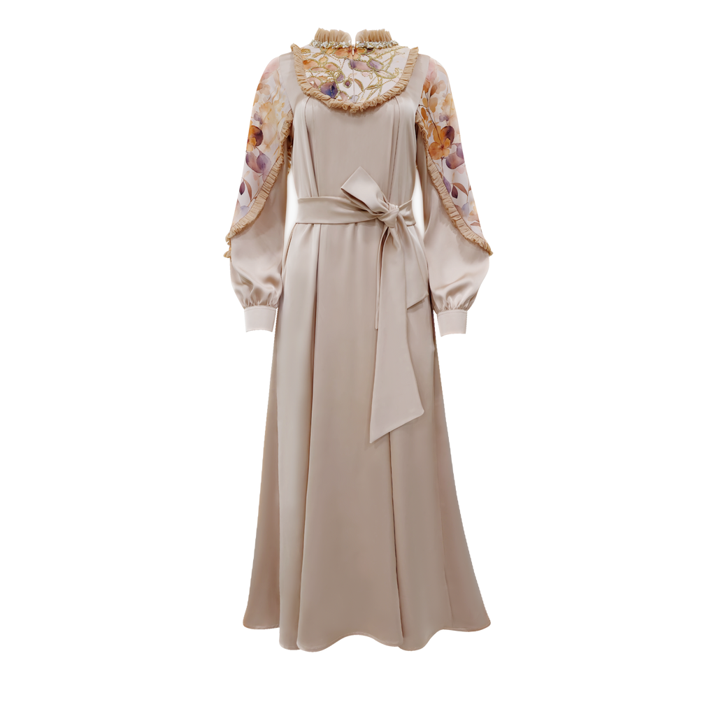 Mi Vida BL romantic beige long dress (7483139915799)