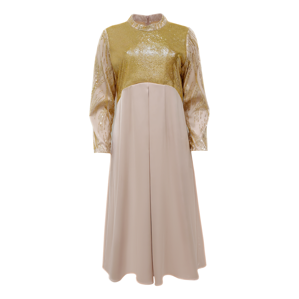 Mi Vida Signature Gold irana medium dress with lace sleeve (7483148533783)