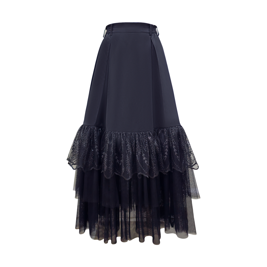 Mi Vida Black carrie lace long skirt (7483187953687)