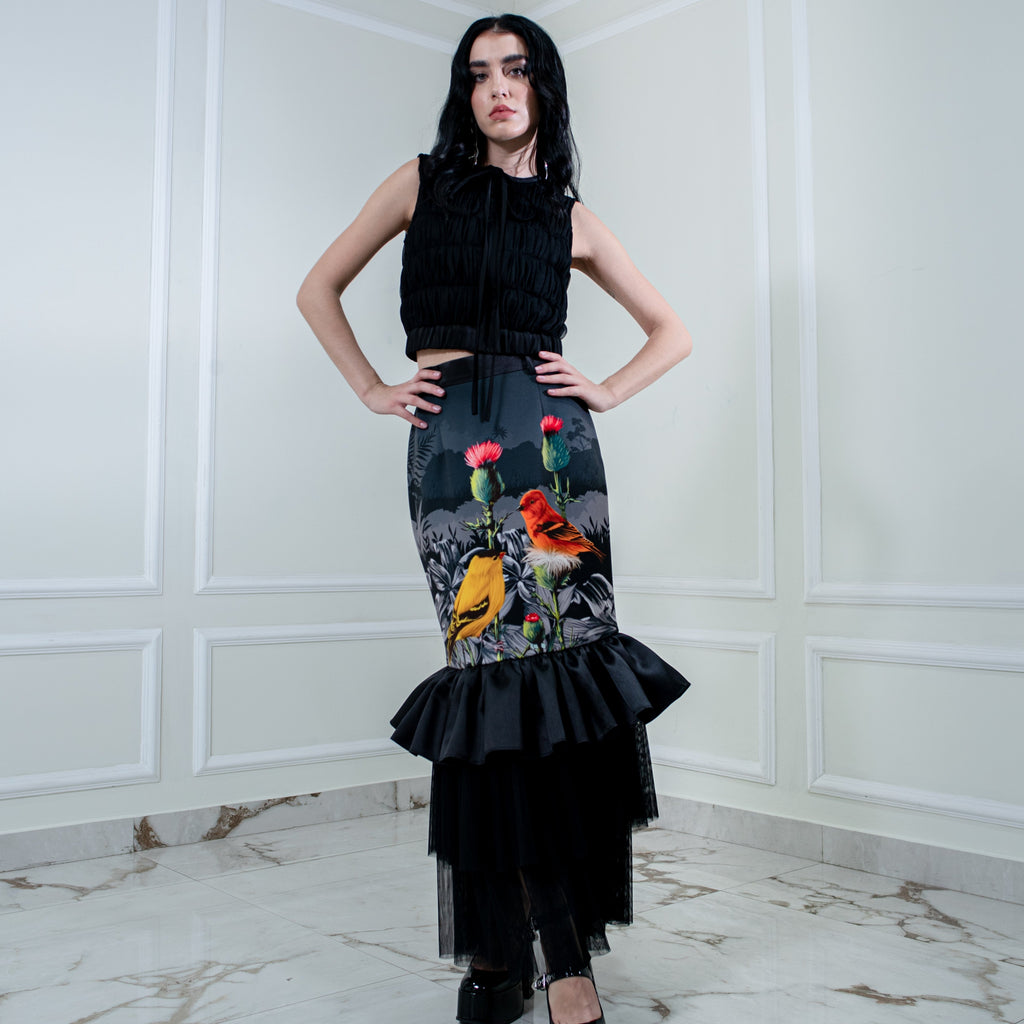 Central Park black carrie long skirt (7054471462935)