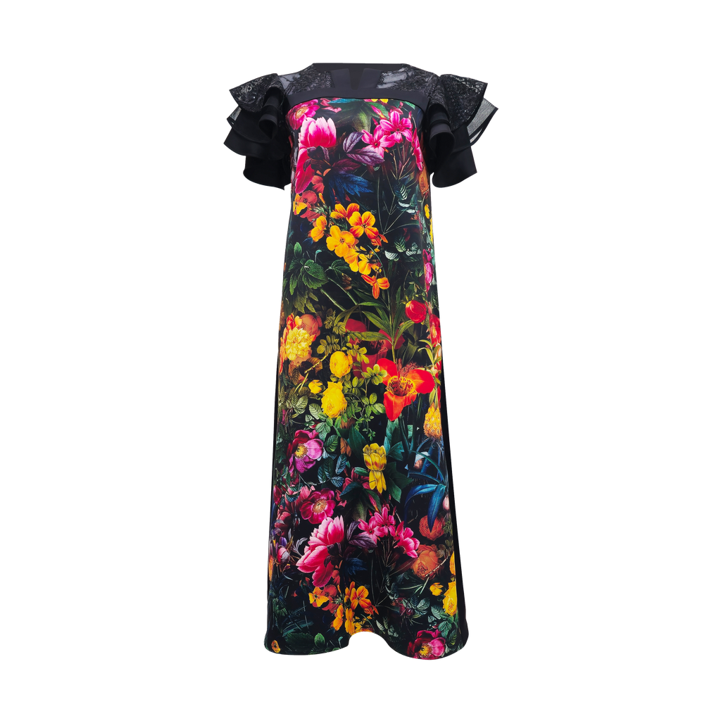 MI AMOR Floral tango medium black dress (7435025842199)