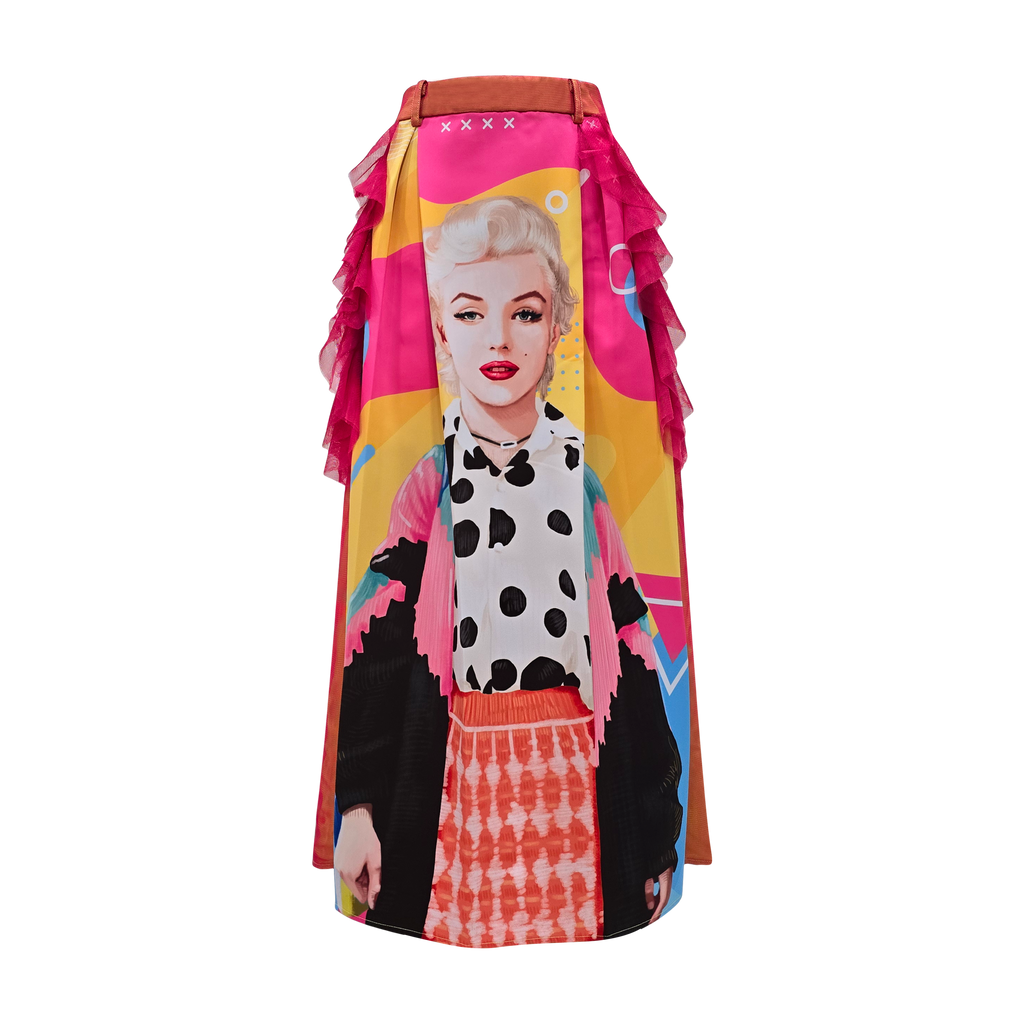 Marilyn Pop Kahlo Fancy Long Ball Skirt (6953014820887)