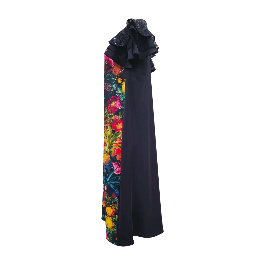 MI AMOR Floral tango medium black dress (7435025842199)