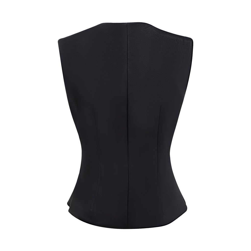 Signature Black square neck top in vegan leather (7376840753175)