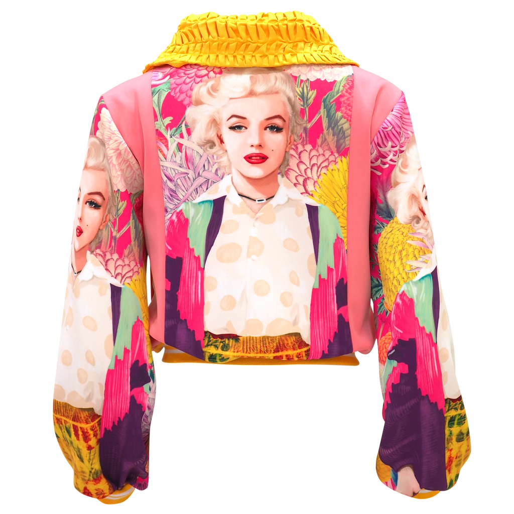 Marilyn Flower Passion Biker Pink Jacket (6861035077655)